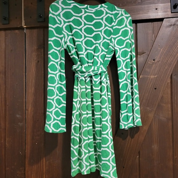 Macbeth Collection Links Pattern Wrap Dress SZ SM