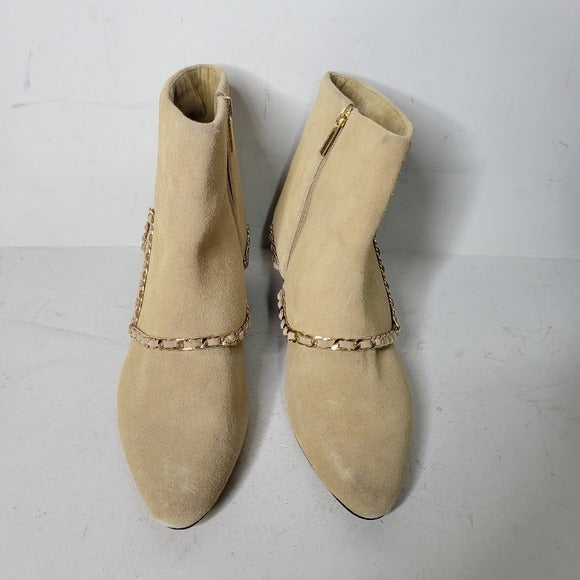 KARL LAGERFELD PARIS CASSIE SAND SUEDE ZIP Ankle BOOTIE Size 9.5 M Western