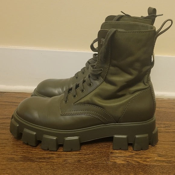 PRADA Men's Monolith Mini Bag Lug Sole Green Combat Boot SZ 11