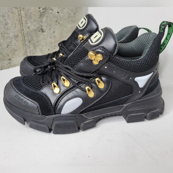 Men's EUC Black Gucci Flashtrek 543149 Italian Sneakers SZ 8
