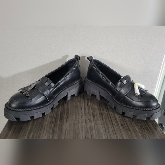 Kelsi Dagger Burke Black Lug Sole Loafer SZ 6.5