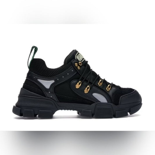 Men's EUC Black Gucci Flashtrek 543149 Italian Sneakers SZ 8