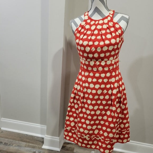 Eliza J Halter Fit & Flare Polk Dot Dress SZ 4