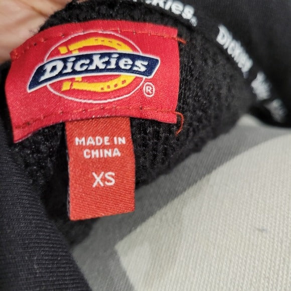 DICKIES Fleece Faux Shearling Cropped Drawstring Hoodie Sweatshirt XS