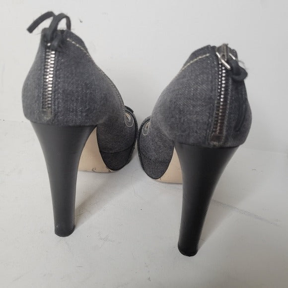 Miu Miu Denim Peep Toe Denim Platform Pumps SZ 40.5