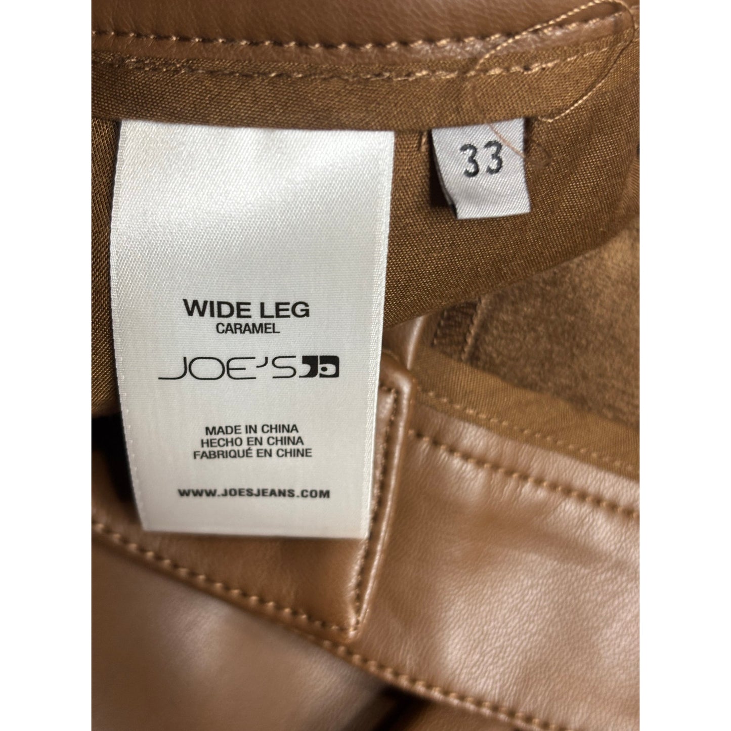 Joe’s Jeans Wide Leg Faux Leather Pants SZ 33