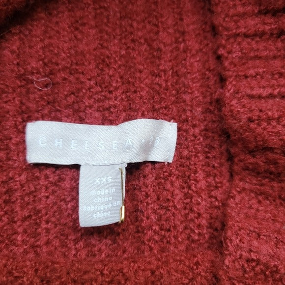 CHELSEA 28 NWOT Rib Funnel Neck Women's Red Sweater Size XXS