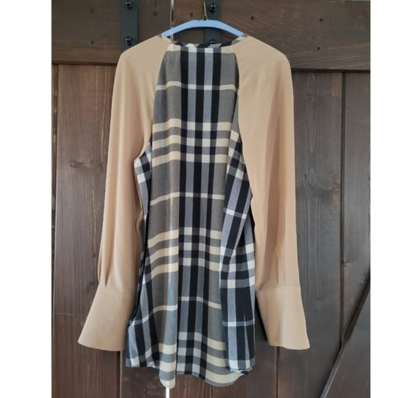 Tamika Burberry Women's Check Print Silk Tunic SZ 10