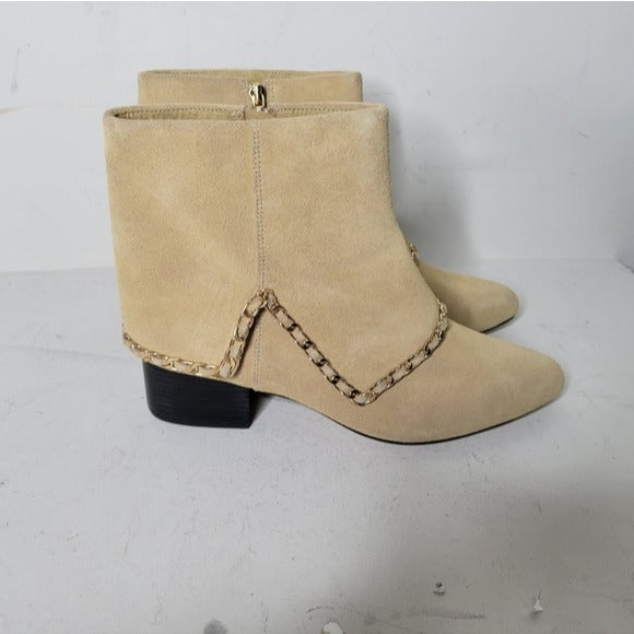 KARL LAGERFELD PARIS CASSIE SAND SUEDE ZIP Ankle BOOTIE Size 9.5 M Western