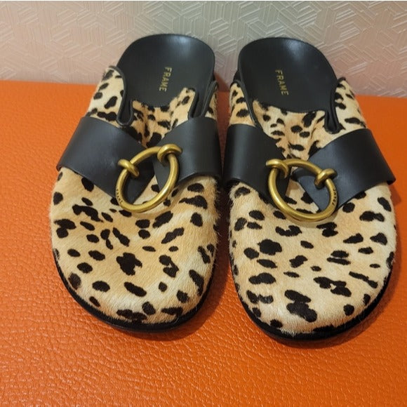 Frame Loafer Genuine Calf Hair Mule SZ 37