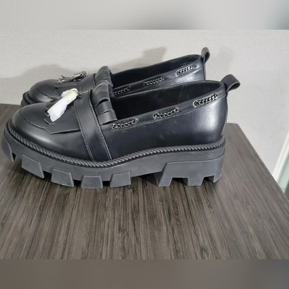 Kelsi Dagger Burke Black Lug Sole Loafer SZ 6.5