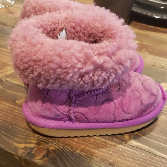 Toddler Girls Pink Sheepskin Boots Sz 10