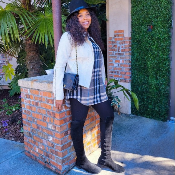 Tamika Burberry Women's Check Print Silk Tunic SZ 10