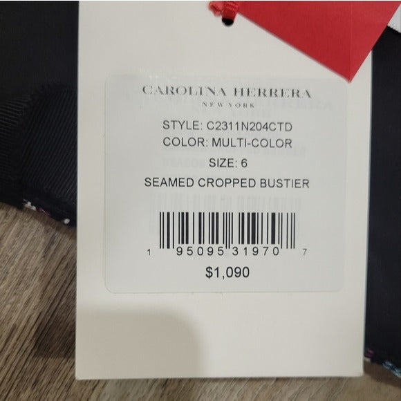 Carolina Herrera Strapless Check Tweed Crop SZ 6