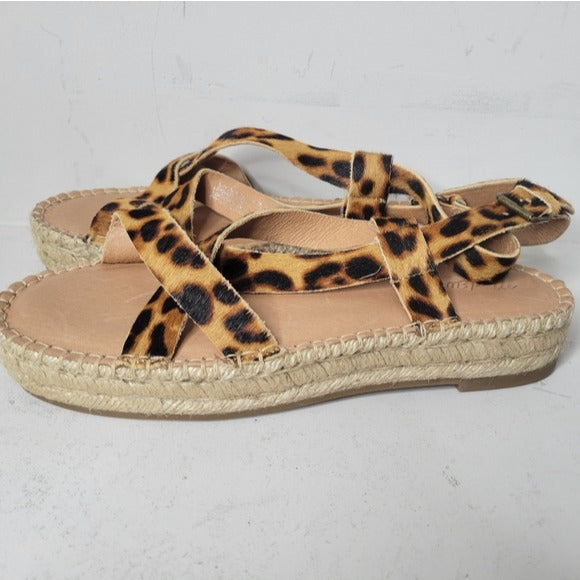 Madewell The Malia Espadrille Sandal in Leopard Calf Hair SZ 9