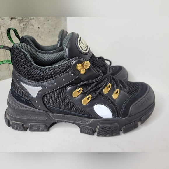 Men's EUC Black Gucci Flashtrek 543149 Italian Sneakers SZ 8