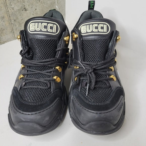 Men's EUC Black Gucci Flashtrek 543149 Italian Sneakers SZ 8