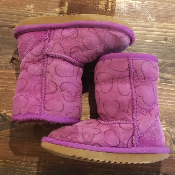 Toddler Girls Pink Sheepskin Boots Sz 10