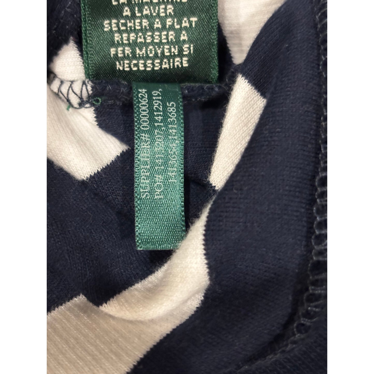 Lauren Ralph Lauren Navy & White Striped Rope Toggle Cardigan SZ L