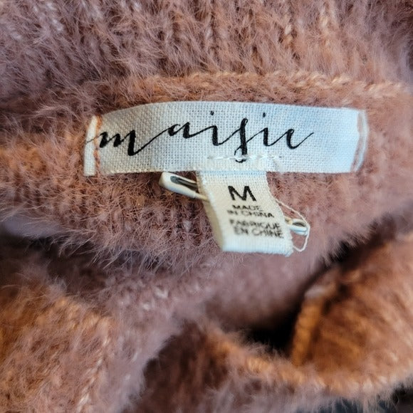 MAISIE Franco Fuzzy Sleeve Sweater In Dusty Pink SZ Med