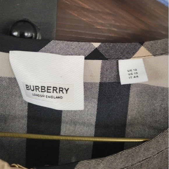 Tamika Burberry Women's Check Print Silk Tunic SZ 10