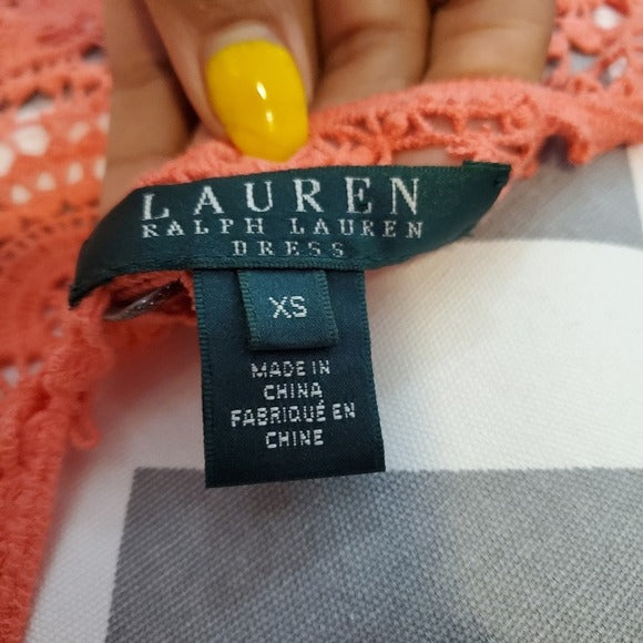 Ralph Lauren Women's Coral Crochet Dress Sz XS