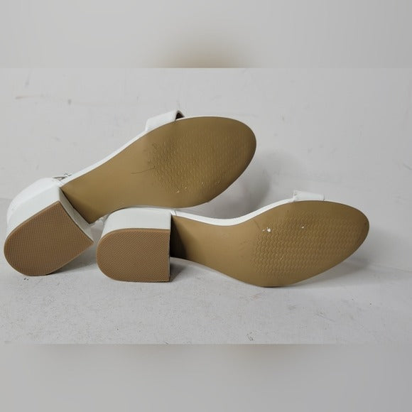 Steve Madden Women's Irenee Block Heel Sandal w/Ankle Strap SZ 8.5 in White