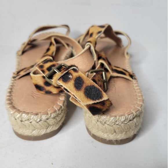 Madewell The Malia Espadrille Sandal in Leopard Calf Hair SZ 9