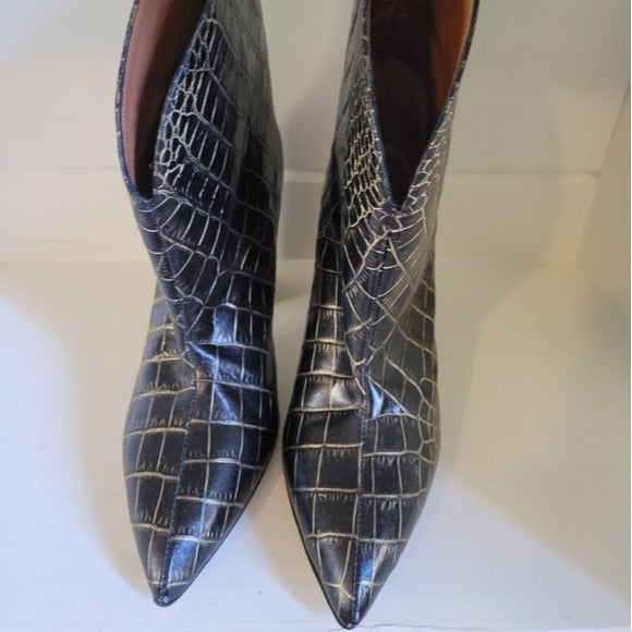 Paris Texas Croc Embossed Ankle Boots SZ 8.5