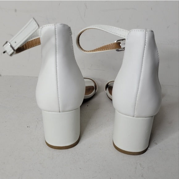Steve Madden Women's Irenee Block Heel Sandal w/Ankle Strap SZ 8.5 in White