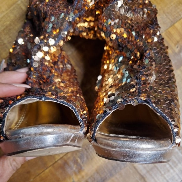 Lauren Lorraine Marlow Women's Sequin Heeled Boots Sz 5.5