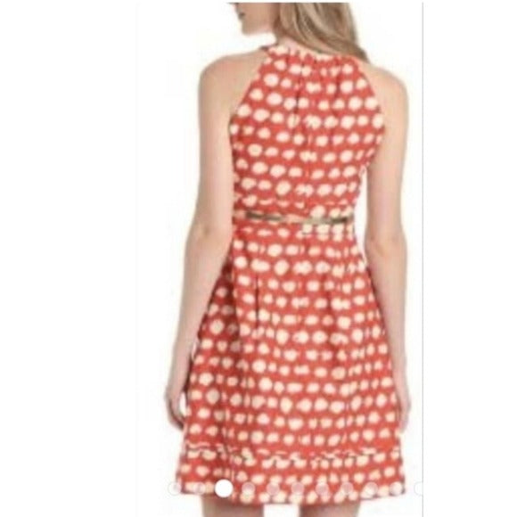 Eliza J Halter Fit & Flare Polk Dot Dress SZ 4