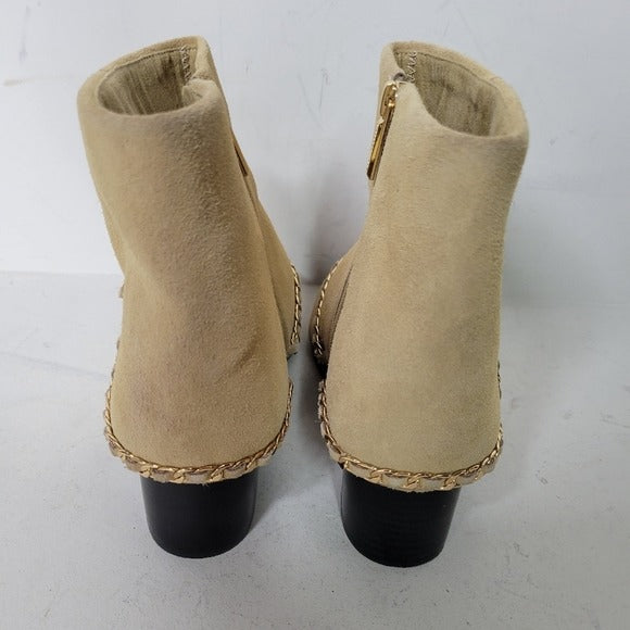 KARL LAGERFELD PARIS CASSIE SAND SUEDE ZIP Ankle BOOTIE Size 9.5 M Western