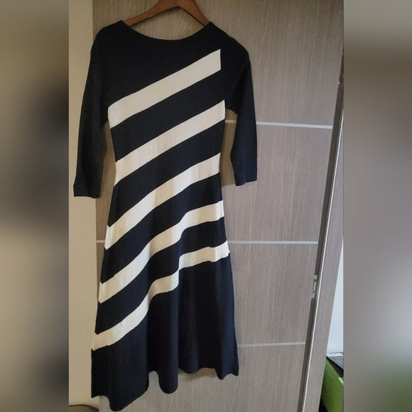 Ann Taylor Midi Stripe Navy Sweater Dress SZ X-Small
