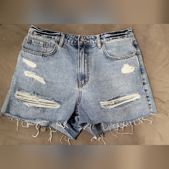 O’Neill Angus Ripped High Waist Denim Shorts SZ 31
