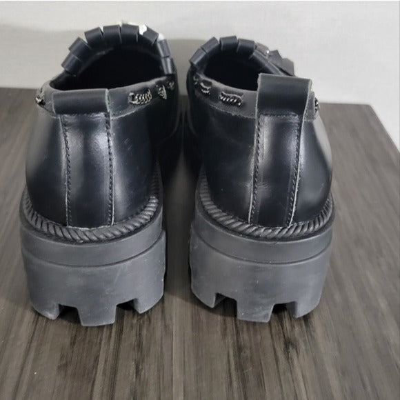 Kelsi Dagger Burke Black Lug Sole Loafer SZ 6.5