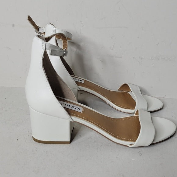 Steve Madden Women's Irenee Block Heel Sandal w/Ankle Strap SZ 8.5 in White