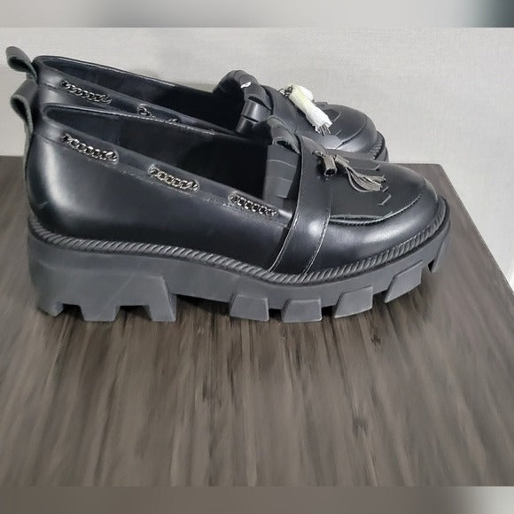 Kelsi Dagger Burke Black Lug Sole Loafer SZ 6.5