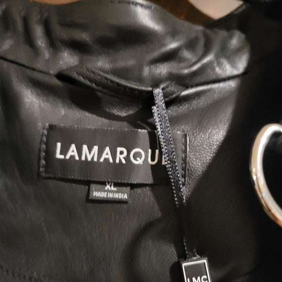 LaMarque Philana Ruched Leather Biker Jacket SZ XL
