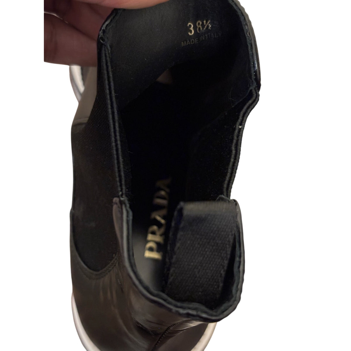 Prada Micro Sole Brogue Chelsea Boots SZ 38.5