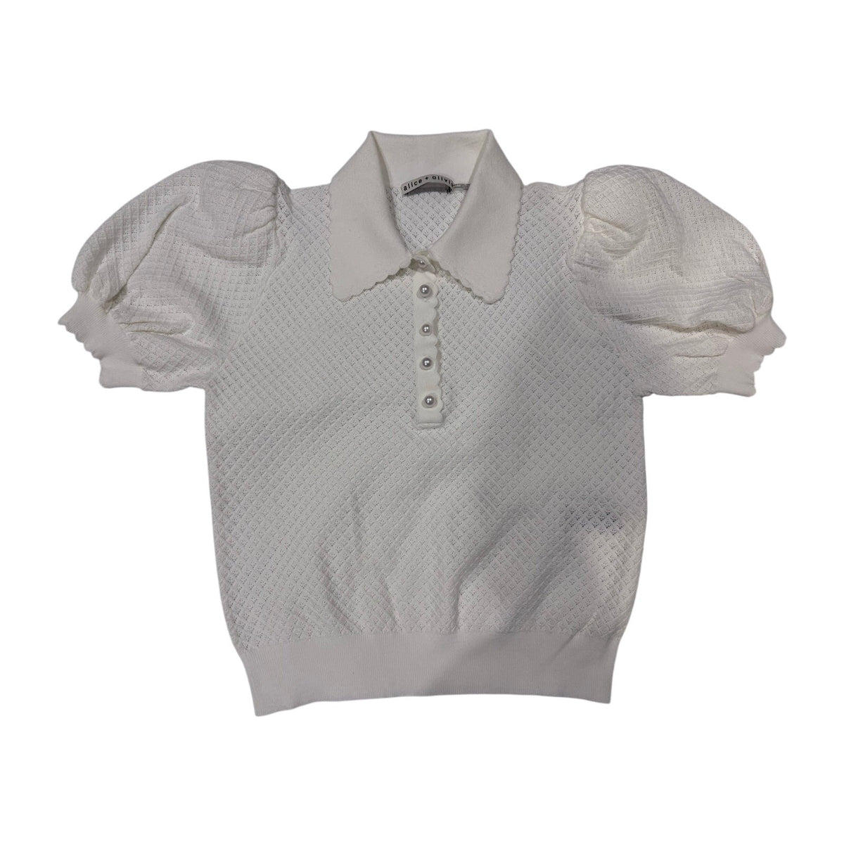 Alice + Olivia Ramona Pointelle Polo SZ L