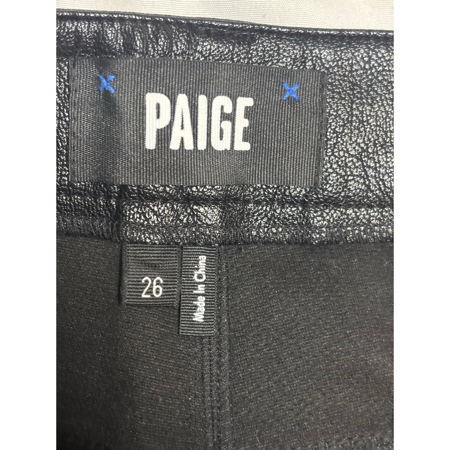 PAIGE Black Faux Leather Skinny Pants Size 26