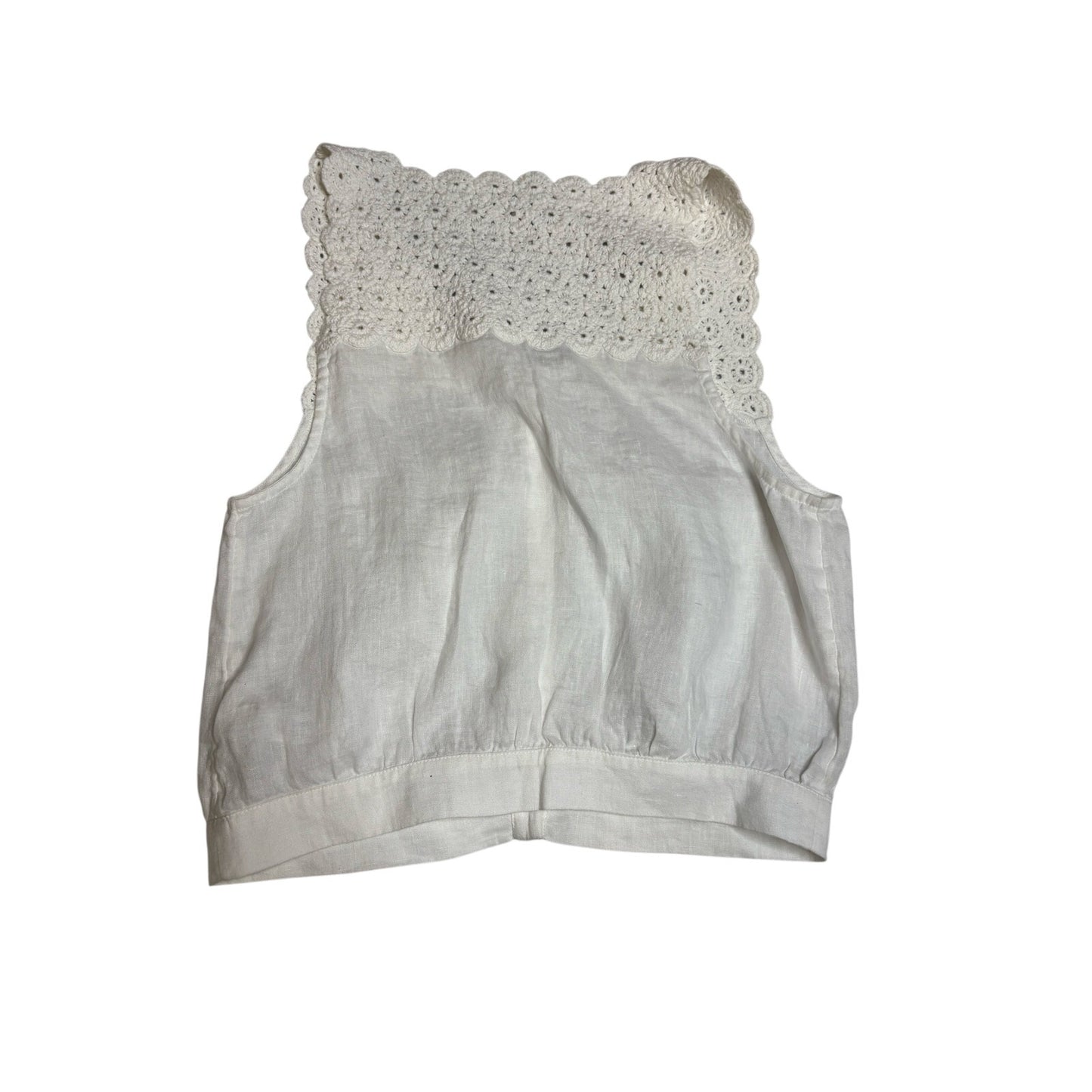 Madewell Linen Crochet Lace Panel Blouse Top SZ 0