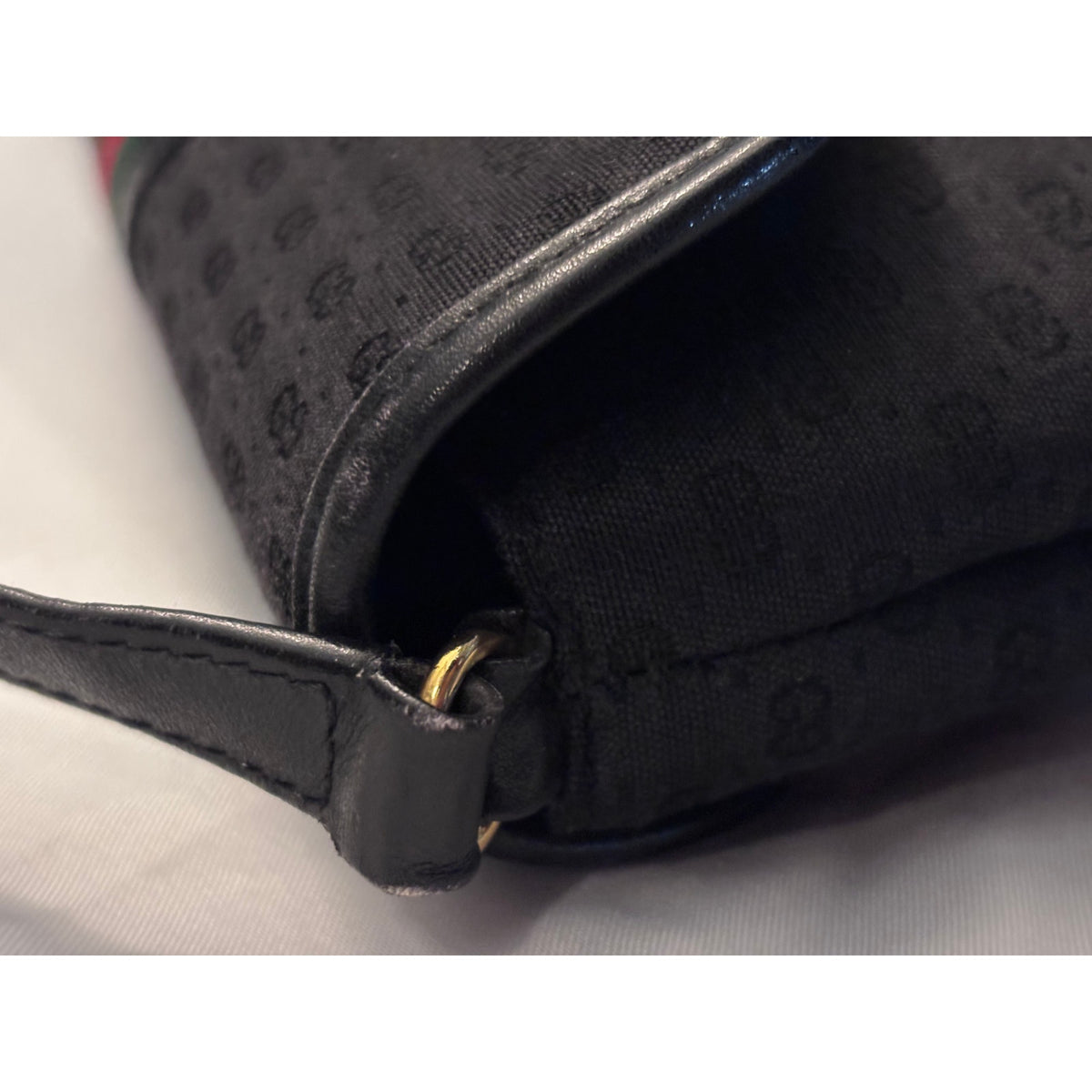 Gucci Vintage Micro GG Monogram Web Stripe Shoulder Bag