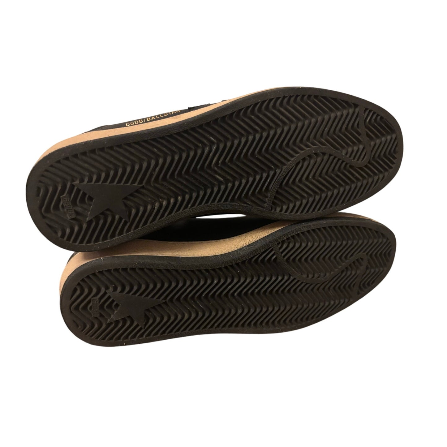 Golden Goose Ball Star Sneakers Black Leather w/ Black Glitter Star SZ 42