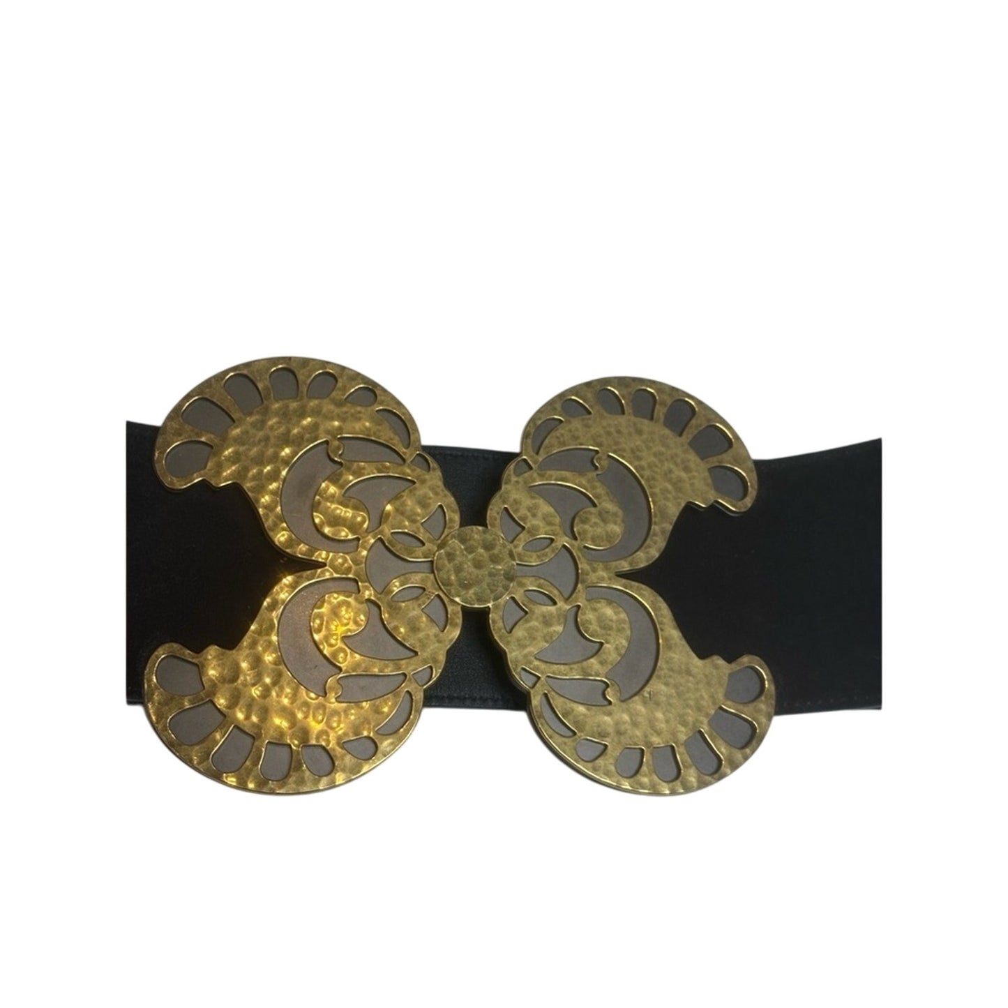 SAINT LAURENT Butterfly Buckle Suede Belt In Nero SZ 75