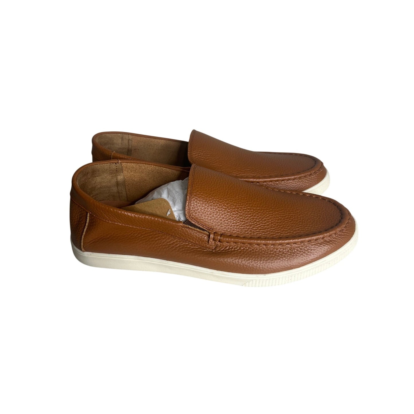 Jousen Milan Men’s Brown Pebbled Leather Slip-On Loafers SZ 13
