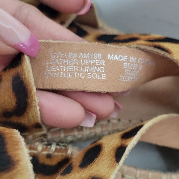 Madewell The Malia Espadrille Sandal in Leopard Calf Hair SZ 9
