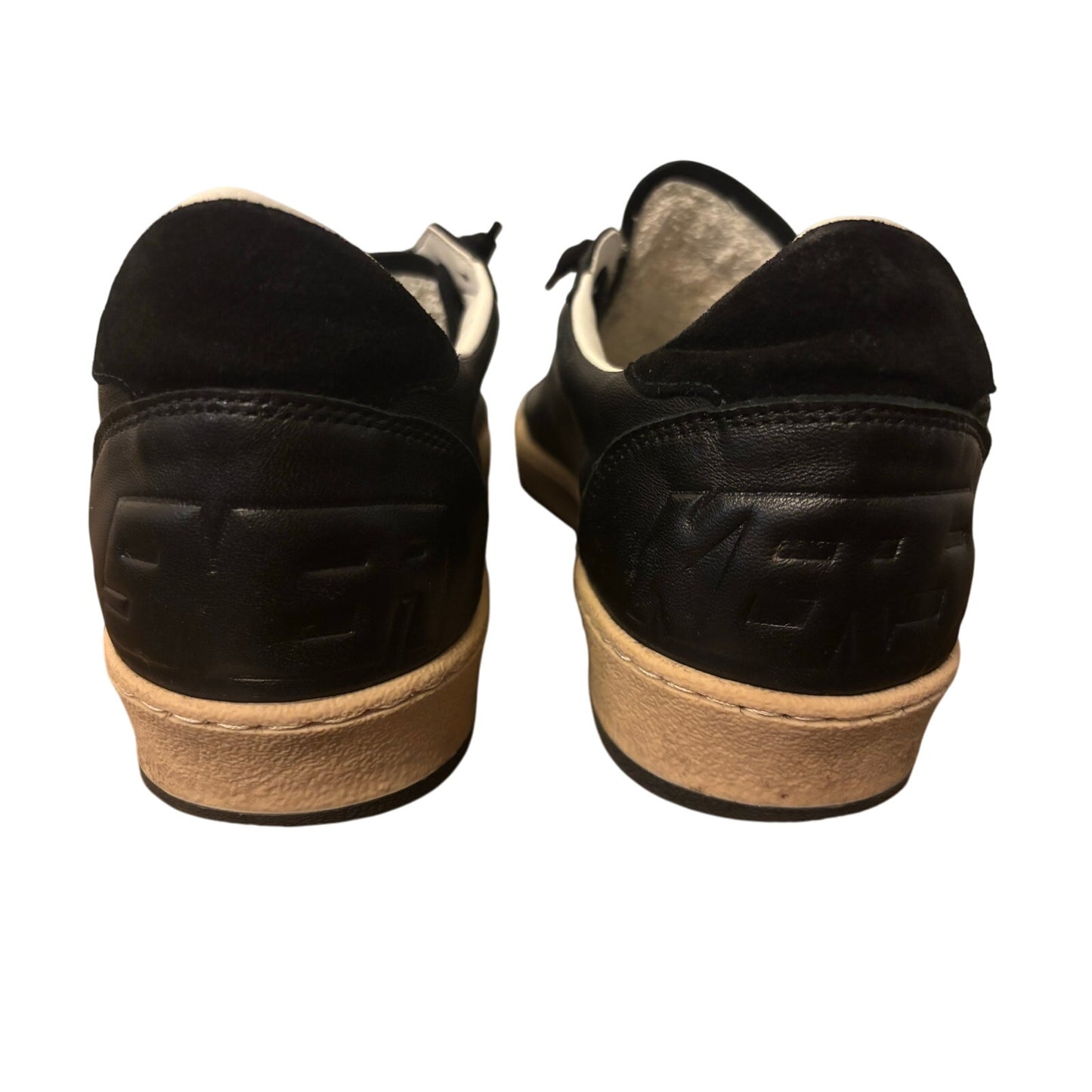 Golden Goose Ball Star Sneakers Black Leather w/ Black Glitter Star SZ 42