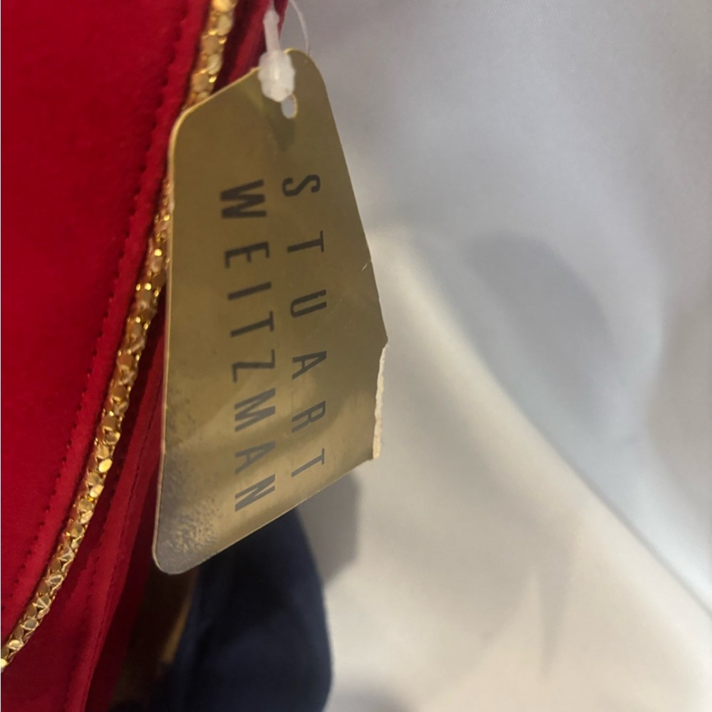 Vintage Stuart Weitzman “Chain Swirl” Red Suede Clutch